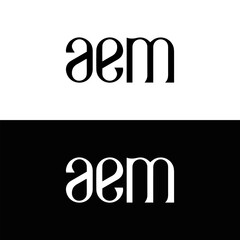 AEM logo. AEM set , A E M design. White AEM letter. AEM, A E M letter logo design. Initial letter AEM letter logo set, linked circle uppercase monogram logo. A E M letter logo vector design. 