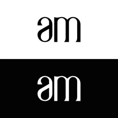 AM logo. AM set , A M design. White AM letter. AM, A M letter logo design. Initial letter AM letter logo set, linked circle uppercase monogram logo. A M letter logo vector design.	

