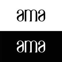 AMA logo. AMA set , A M A design. White AMA letter. AMA, A M A letter logo design. Initial letter AMA letter logo set, linked circle uppercase monogram logo. A M A letter logo vector design.	
