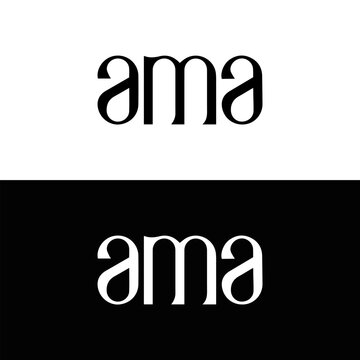 AMA logo. AMA set , A M A design. White AMA letter. AMA, A M A letter logo design. Initial letter AMA letter logo set, linked circle uppercase monogram logo. A M A letter logo vector design.	
