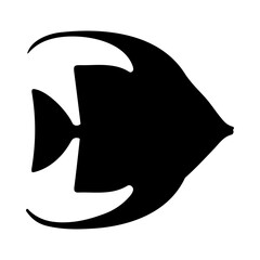 Tropical Fish Silhouette Illustration On Isolated Background