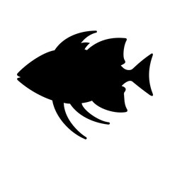 Tropical Fish Silhouette Illustration On Isolated Background