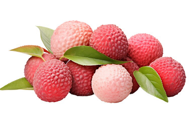 The Captivating Elegance of Rough Pinkish-Skinned Lychees Isolated on Transparent Background PNG.