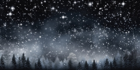 falling snow with star texture on black background