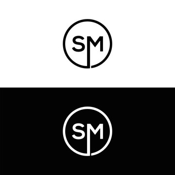 SM S M letter logo design. Initial letter SM linked circle