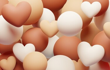 3D背景素材_ハート_茶色