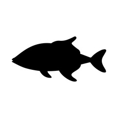 Tropical Fish Silhouette Illustration On Isolated Background