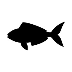 Tropical Fish Silhouette Illustration On Isolated Background