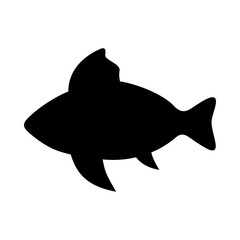 Tropical Fish Silhouette Illustration On Isolated Background