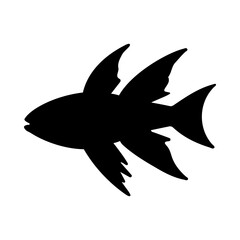 Tropical Fish Silhouette Illustration On Isolated Background