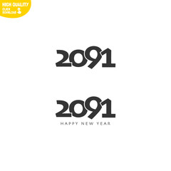 Creative Happy New Year 2091 Logo Design
