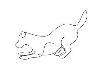 One continuous line drawing of cute dog. Single line art. Vector illustration. Premium vector.