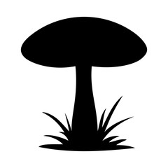 Mushrooms Silhouette Illustration On Isolated Background