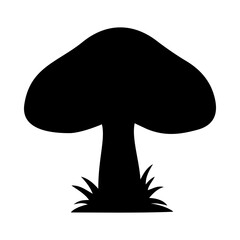 Mushrooms Silhouette Illustration On Isolated Background