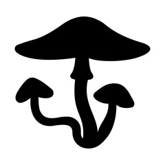 Mushrooms Silhouette Illustration On Isolated Background