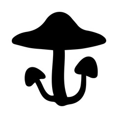 Mushrooms Silhouette Illustration On Isolated Background