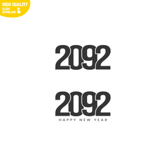 Creative Happy New Year 2092 Logo Design