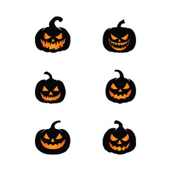Set of halloween pumpkins vector
