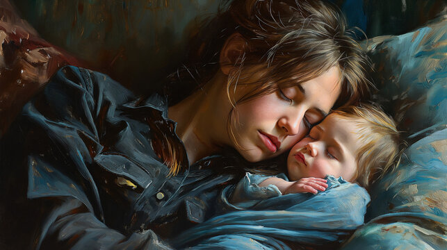 Woman and Baby Sleeping