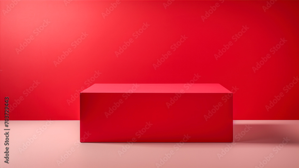 Poster red podium on a red background with a shadow