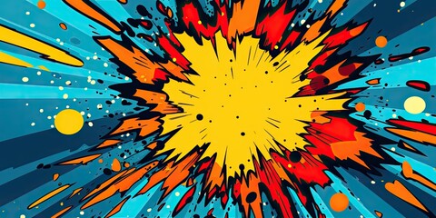 Pop art retro-style background with a burst of comic book energy.