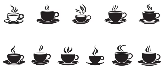 Fotobehang Coffee cup icon set isolated on white background. Vector illustration. © Creative Design 