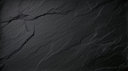 Tuinposter Dark grey black slate texture background. Black stone texture. Black granite slabs background © Planetz
