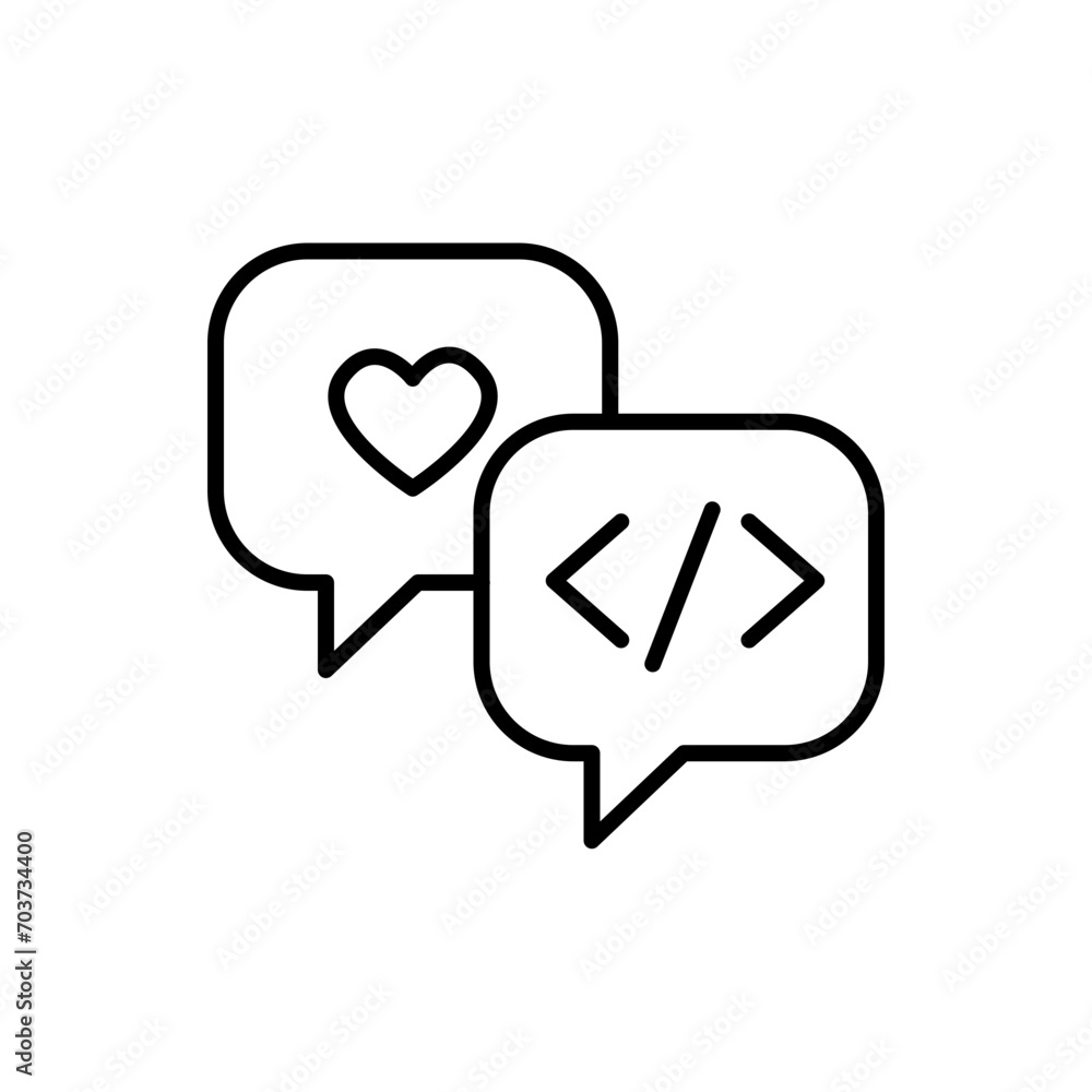 Aufkleber chat programming outline icons, minimalist vector illustration ,simple transparent graphic element .