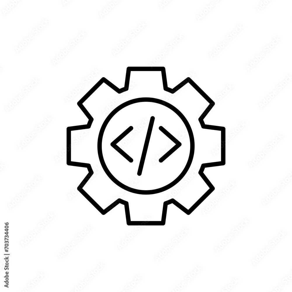Poster programming setting outline icons, minimalist vector illustration ,simple transparent graphic elemen