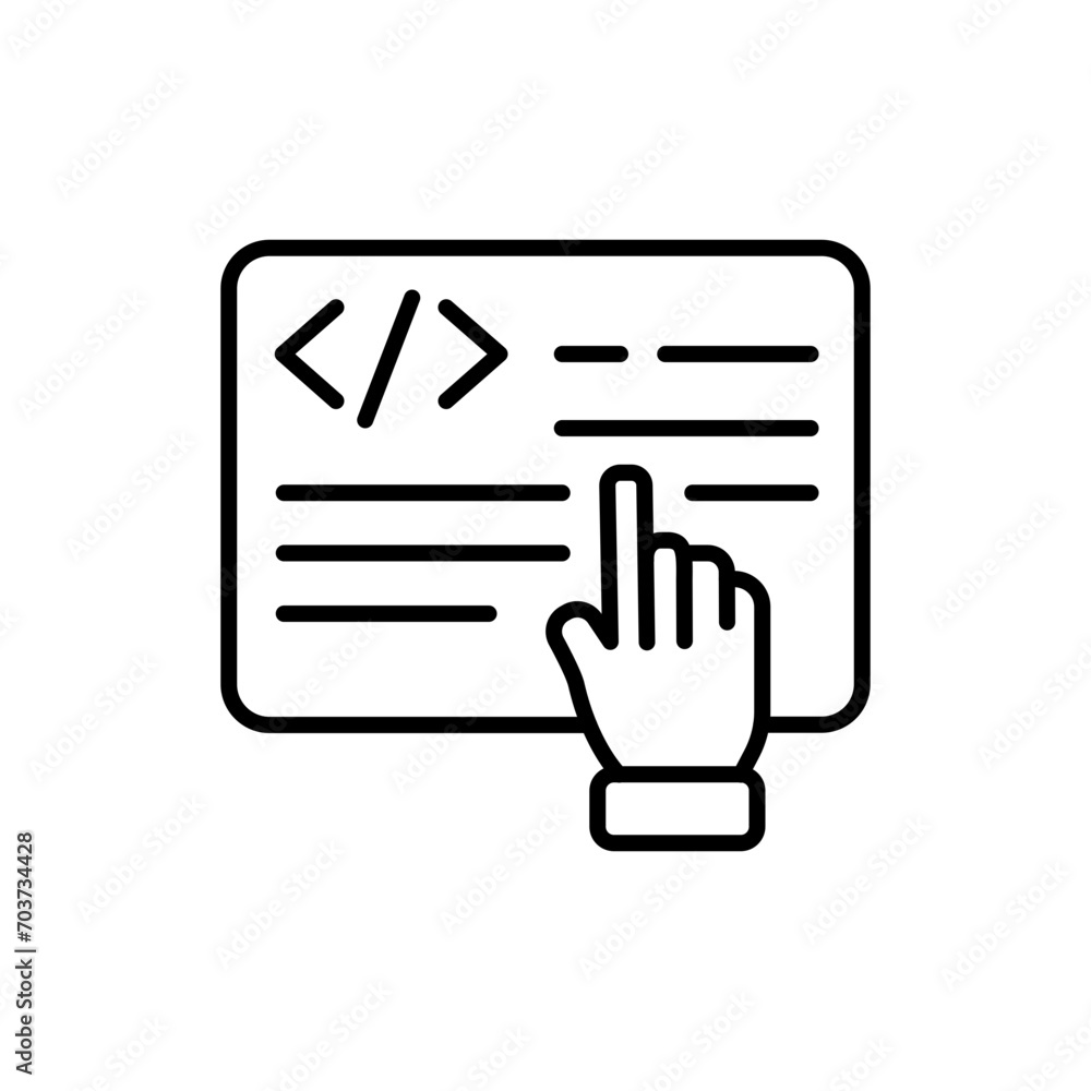 Poster coding outline icons, minimalist vector illustration ,simple transparent graphic element .isolated o