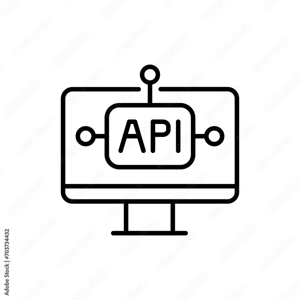 Poster api programming outline icons, minimalist vector illustration ,simple transparent graphic element .i