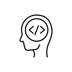 Mind code outline icons, minimalist vector illustration ,simple transparent graphic element .Isolated on white background