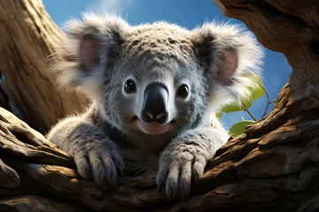 Wandcirkels aluminium Curious koala © wendi