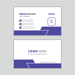 Dark blue minimalist, creative modern vector corporate business card design template.