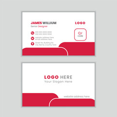 Naklejka na ściany i meble Minimalist, simple, red color modern corporate business card vector design template.