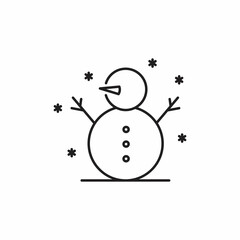 Snowman snow man hat smile carrot nose xmas christmas frost outline thin line