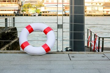 Lifebuoy on the port for protection and help passenger when the accident.