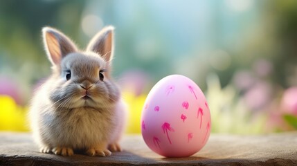 Whimsical easter delight: playful children's cartoon abstract with bunny and easter egg