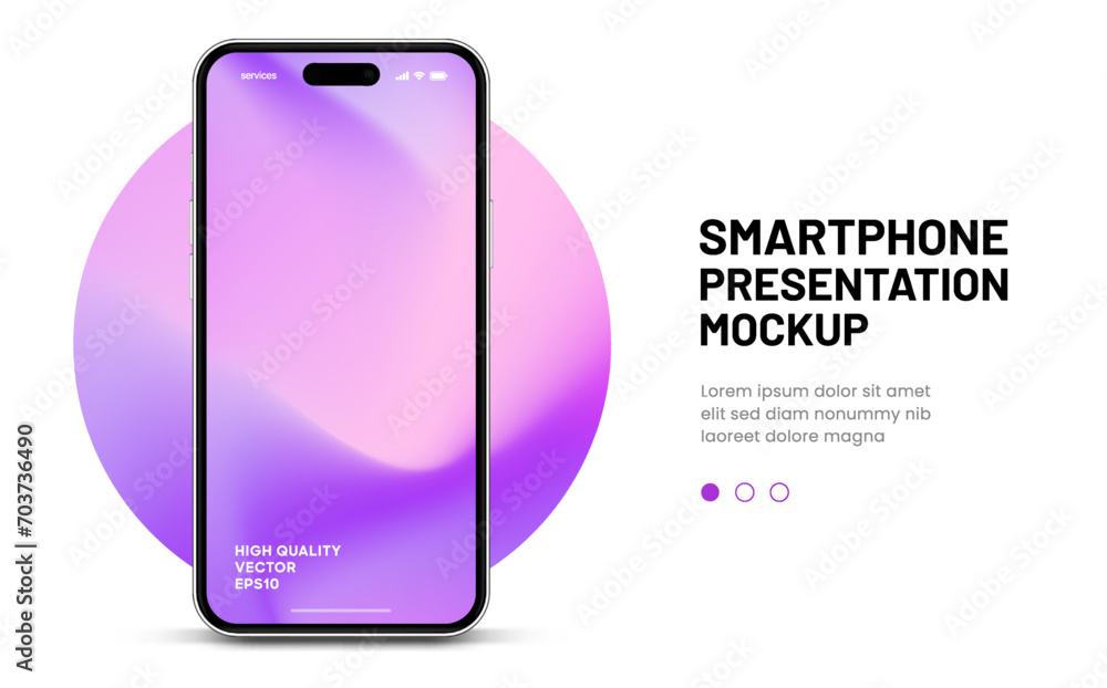 Leinwandbilder 3d high quality vector smartphone mockups. Ultra realistic mobile device UI UX mockup for presentation template. Cellphone frame with blank screen isolated templates. 3d isometric illustration.