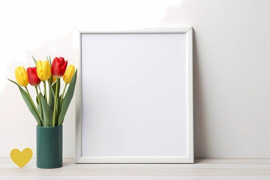 a mockup with a heart for Valentine's day, a romantic postcard template - Powered by Adobe