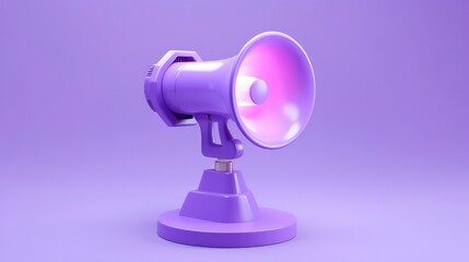 3D Social media frame post with Megaphone and Hashtag. Social network marketing and promotion. Online hype news concept. Cartoon creative design icon isolated on purple background. 3D Rendering