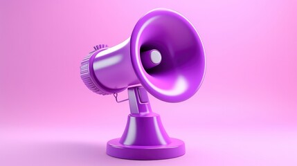 3D Social media frame post with Megaphone and Hashtag. Social network marketing and promotion. Online hype news concept. Cartoon creative design icon isolated on purple background. 3D Rendering