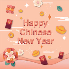 Chinese, Japanese new year celebration CNY Fai Chun laisee icon graphic pattern decoration background vector	
