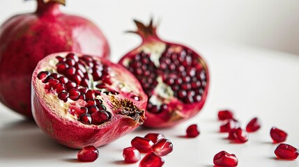 Pomegranate on white background