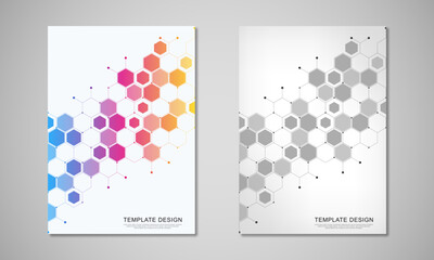 Abstract geometric background with hexagons shape pattern for a business brochure or cover book, page layout, flyer design, and poster template