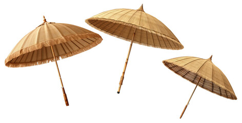 Fototapeta na wymiar Straw beach umbrella isolated soft smooth lighting