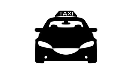 taxi symbol, vehicle with taxi banner, black isolated silhouette