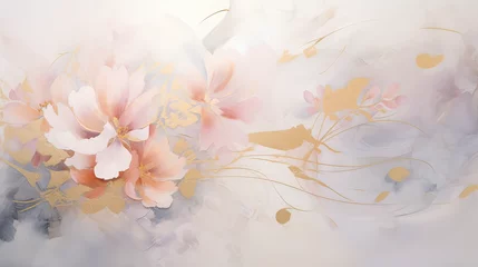 Foto op Aluminium An elegant abstract floral pattern with subtle textures and light, airy colors, conveying a sense of delicacy and grace Ai Generative © SK