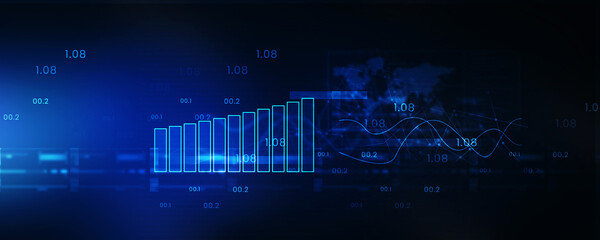 2d rendering Stock market online business concept. business Graph 