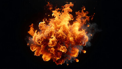 An ultra-realistic depiction of flames floating in mid-air against a black background in a 16_9 aspect ratio